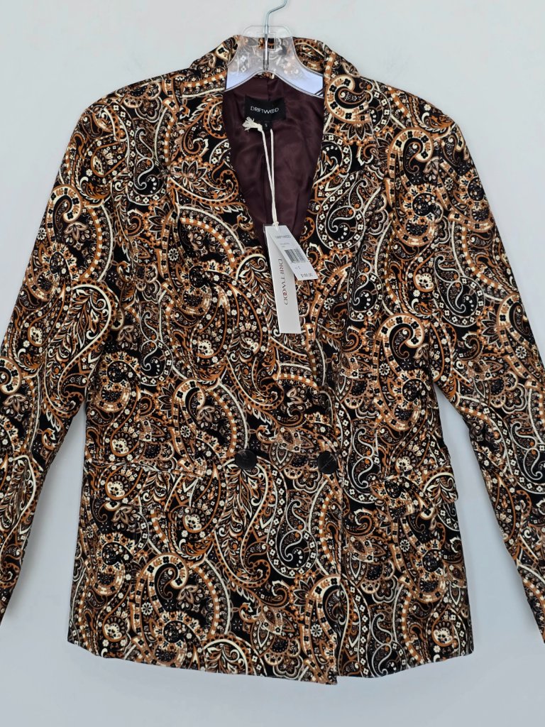 Driftwood Velvet Paisley Blazer Small Brown Nwt